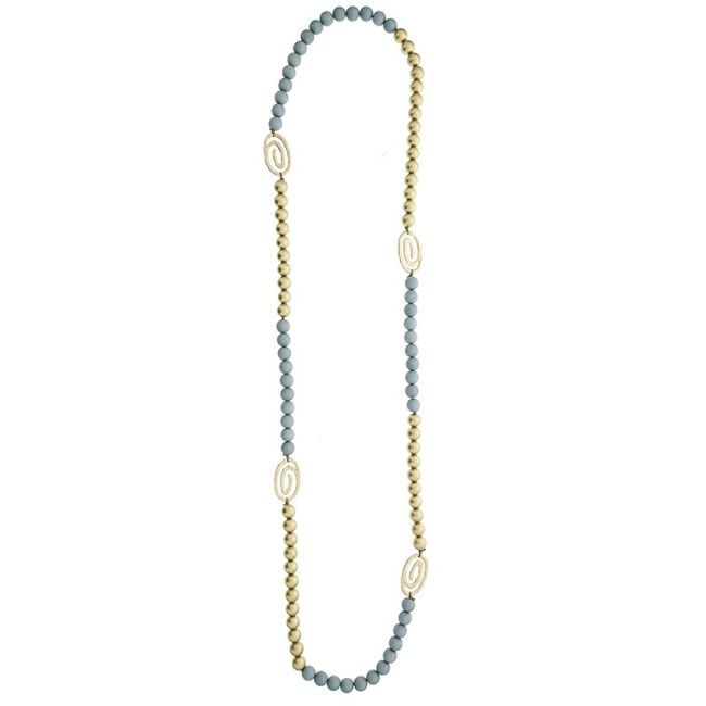 METAL SPIRAL RESIN BEADS LONG NECKLACE