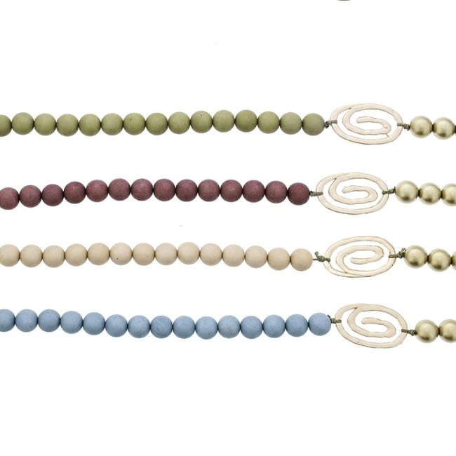 METAL SPIRAL RESIN BEADS LONG NECKLACE