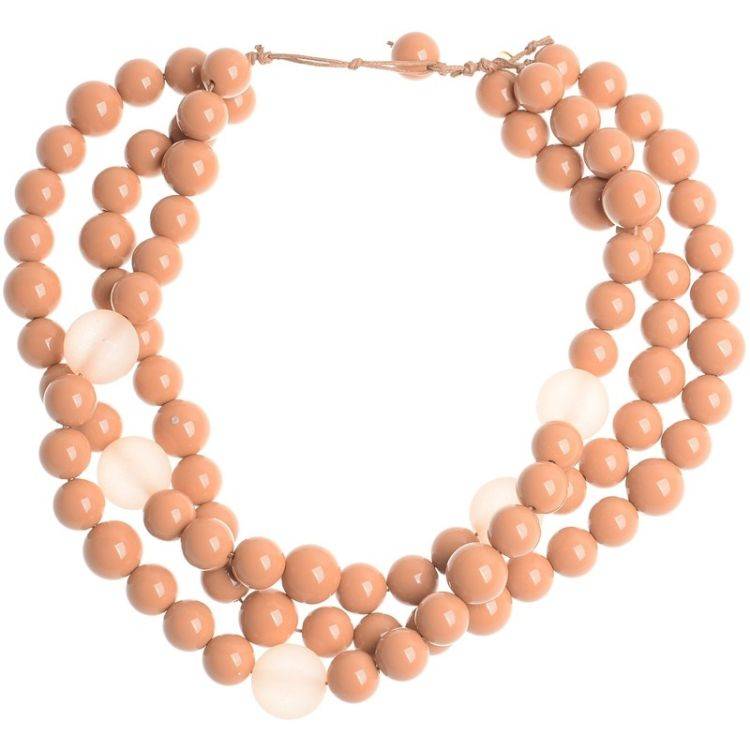 THREE STRIPS SHORT NECKLACE WITH RESIN BEADS