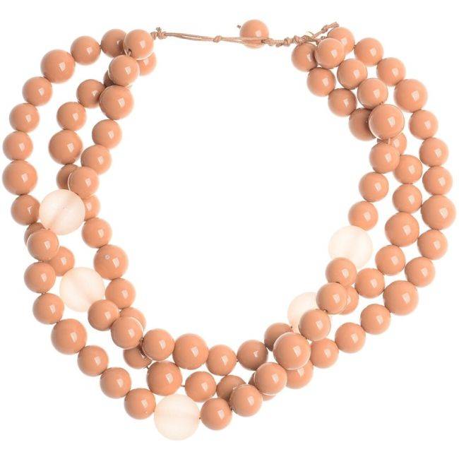 THREE STRIPS SHORT NECKLACE WITH RESIN BEADS