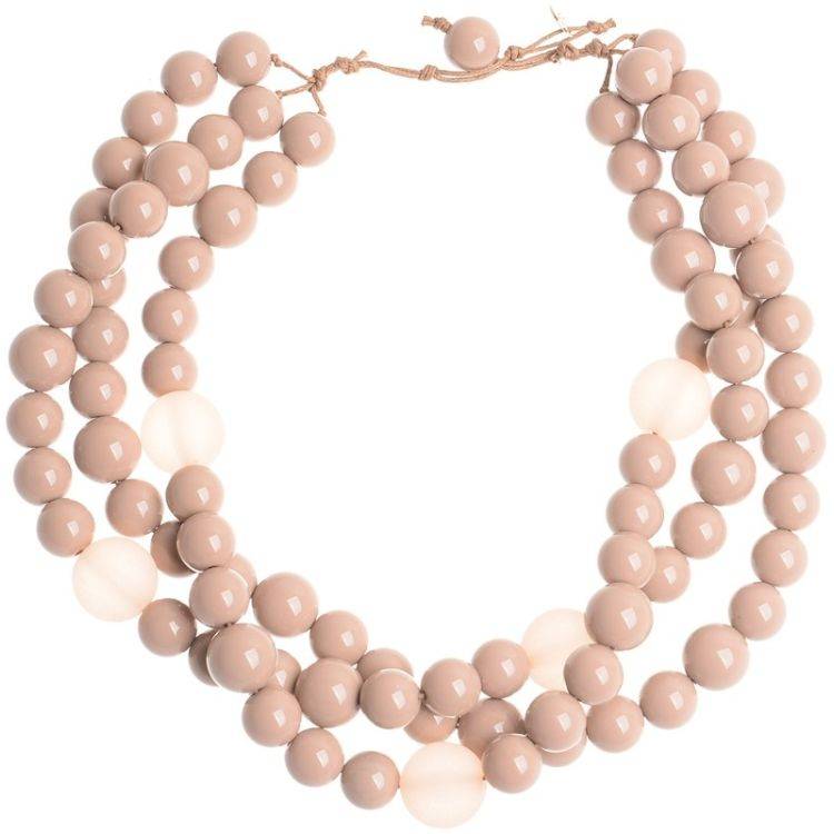 THREE STRIPS SHORT NECKLACE WITH RESIN BEADS 2