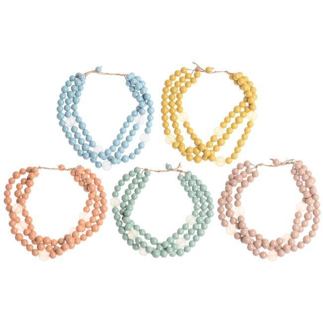THREE STRIPS SHORT NECKLACE WITH RESIN BEADS