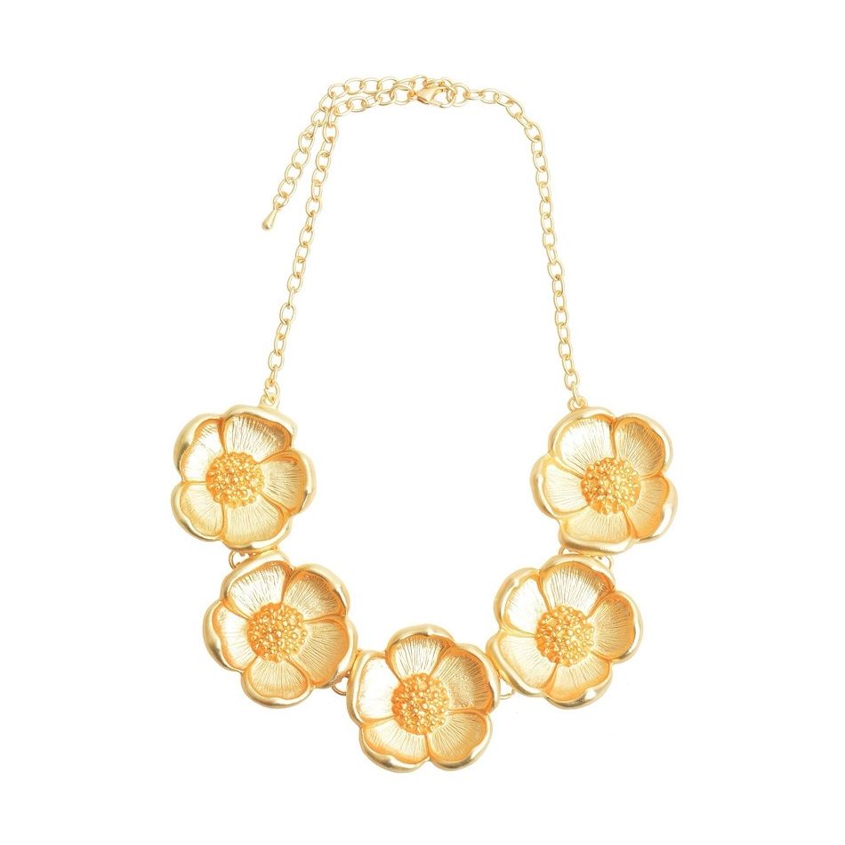 METAL FLOWERS SHORT NECKLACE