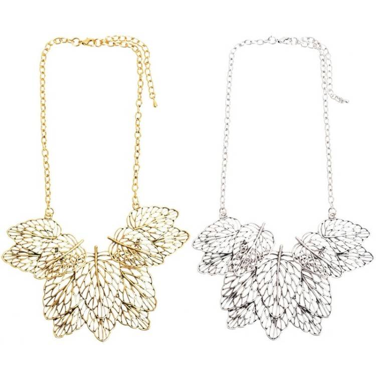 METAL LEAVES SHORT NECKLACE 2