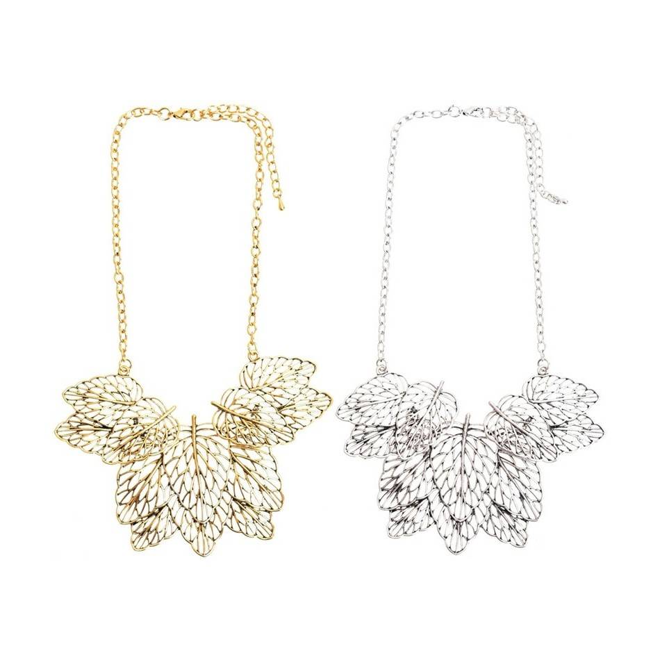 METAL LEAVES SHORT NECKLACE