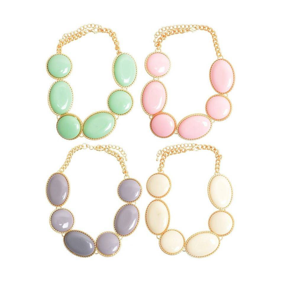 RESIN METAL BEADS SHORT NECKLACE