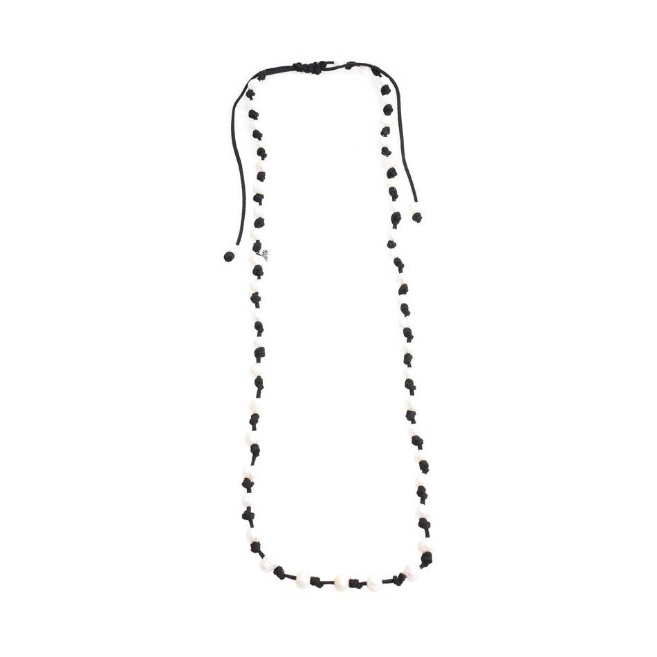 COLLAR LARGO NUDOS PERLAS CULTIVADAS