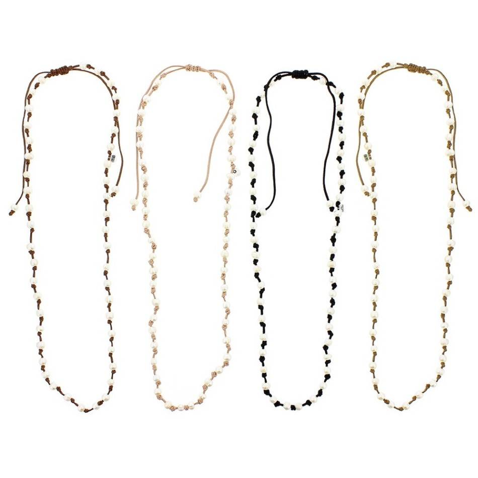 COLLAR LARGO NUDOS PERLAS CULTIVADAS