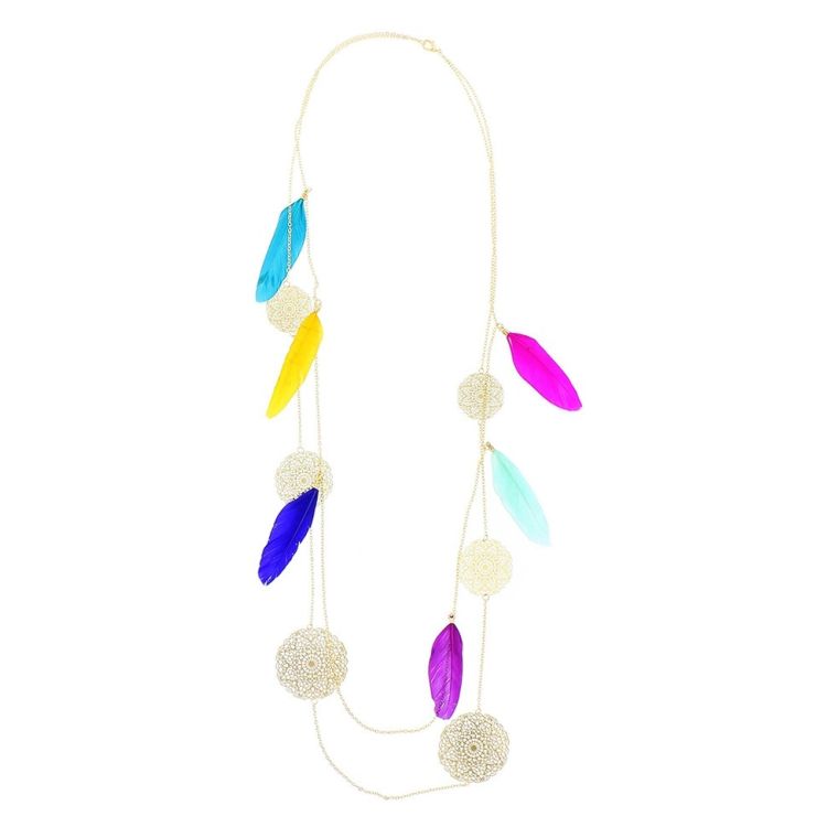 COLLAR LARGO FILIGRANA METAL PLUMA