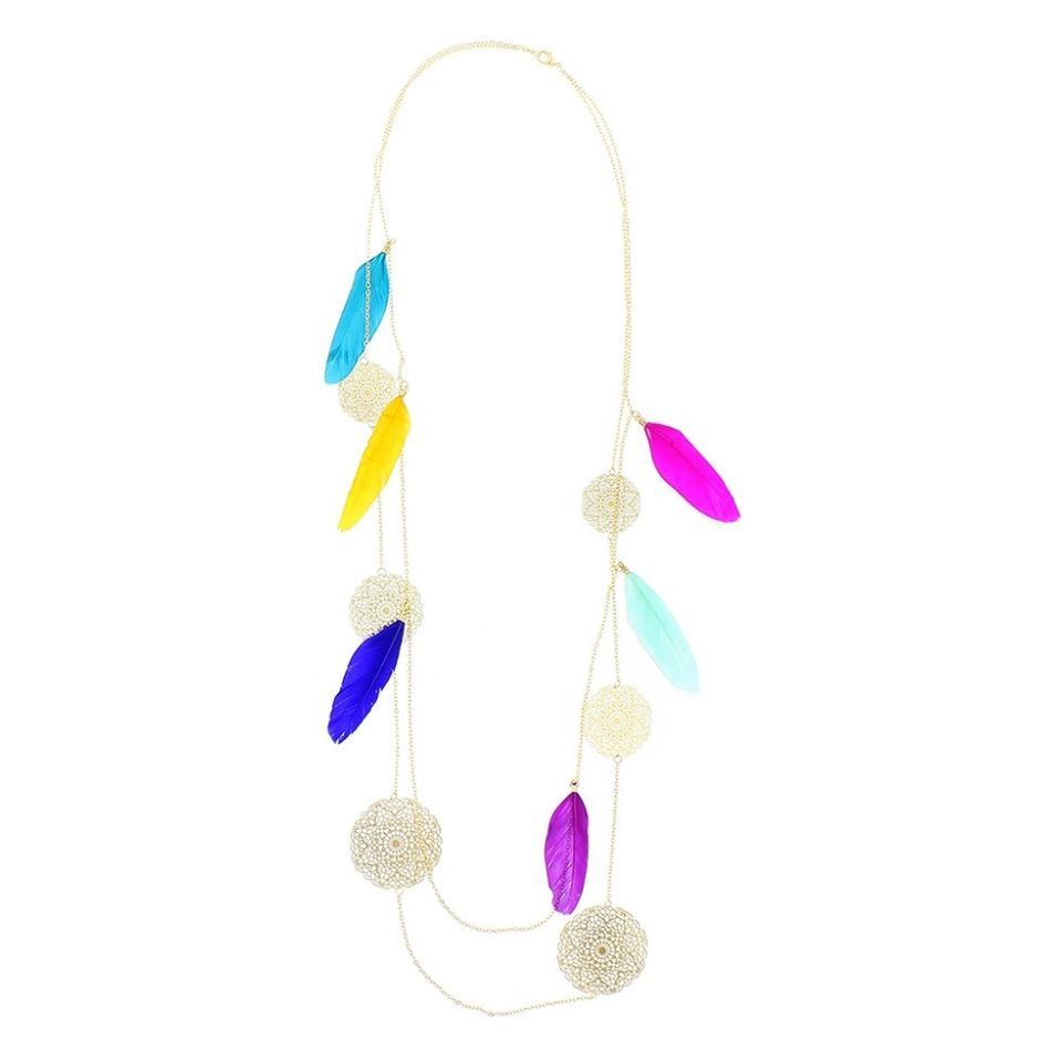 COLLAR LARGO FILIGRANA METAL PLUMA