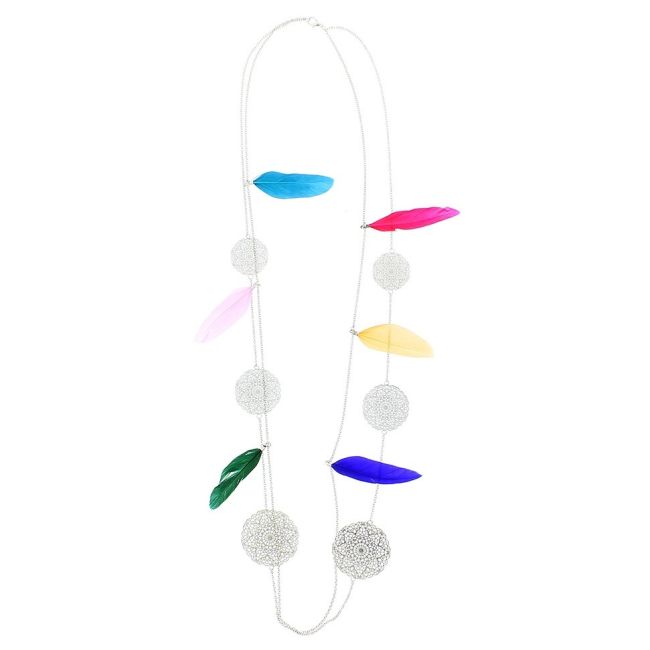 COLLAR LARGO FILIGRANA METAL PLUMA
