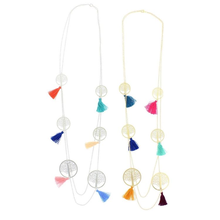 FRINGED METAL TREES LONG NECKLACE 2