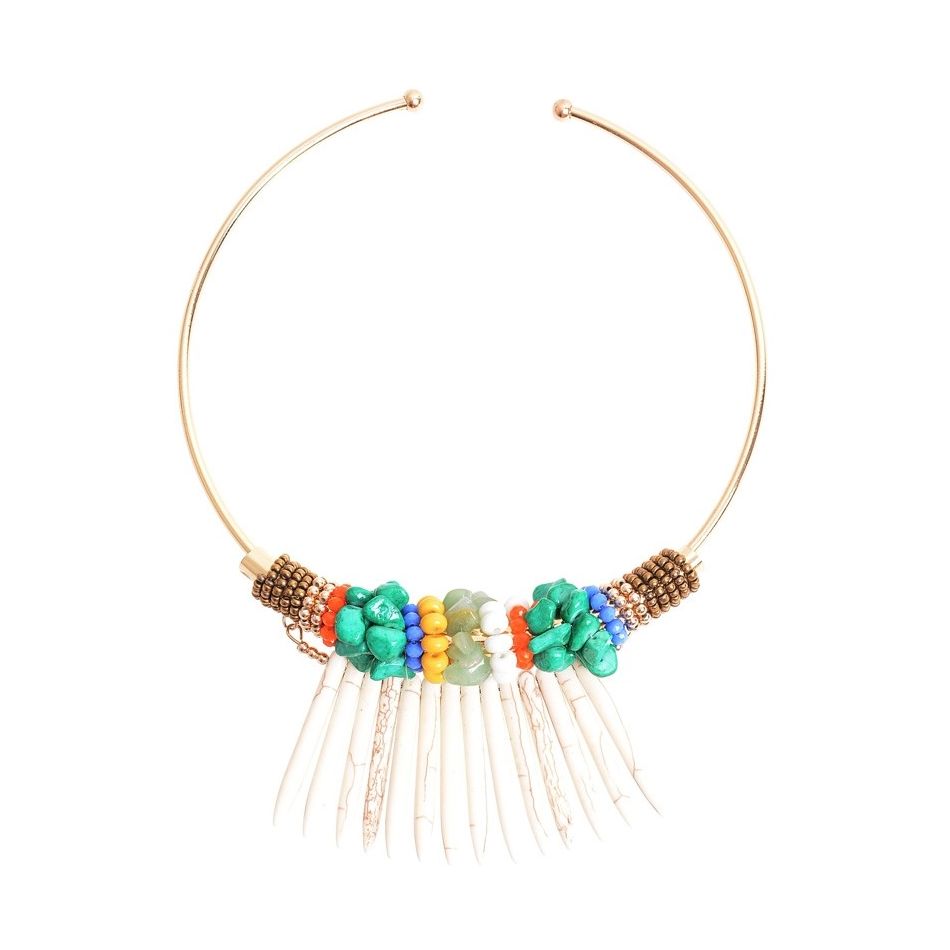 STONE PENDANT BEADS SHORT NECKLACE