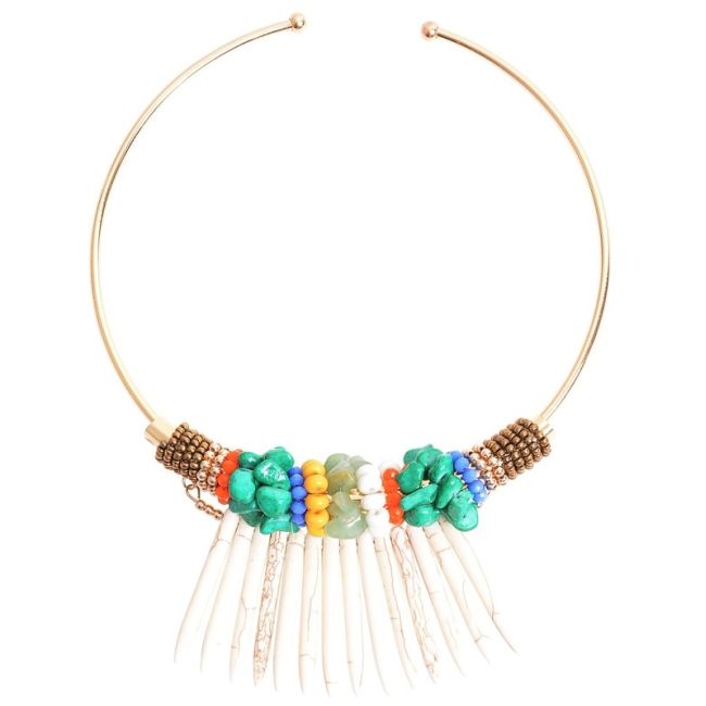 STONE PENDANT BEADS SHORT NECKLACE