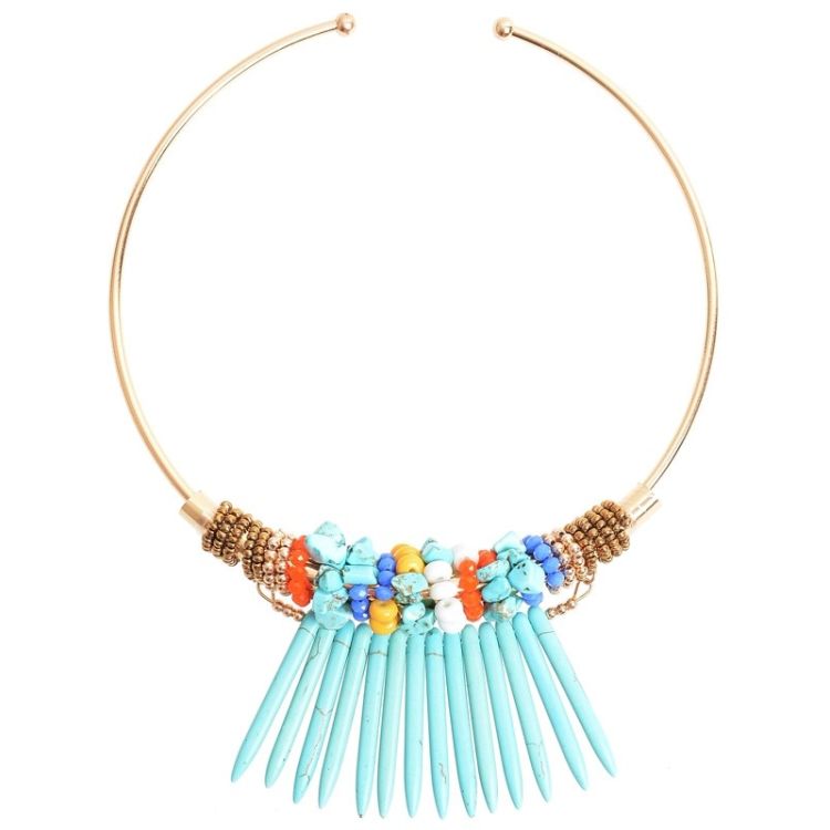 STONE PENDANT BEADS SHORT NECKLACE 2