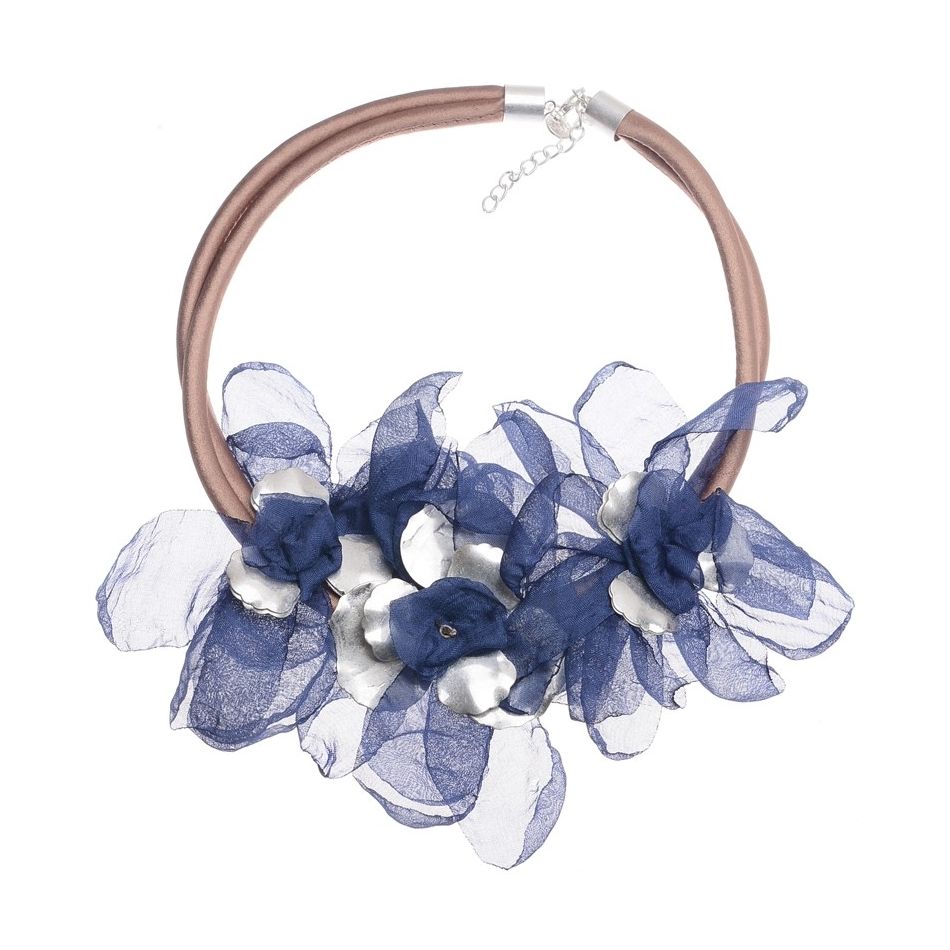 GARGANTILLA FLORES TELA METAL