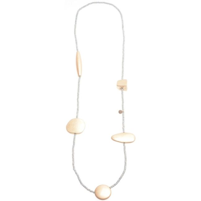 LONG NECKLACE WITH FACETED CRYSTALS AND BEADS