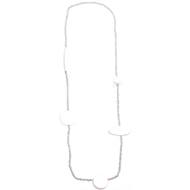 LONG NECKLACE WITH FACETED CRYSTALS AND BEADS