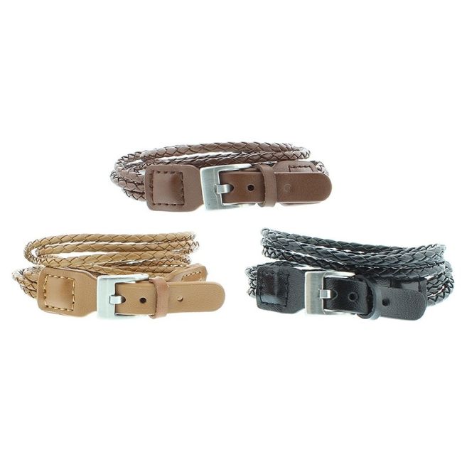 MEN'S DOUBLE ROUND LEATHER BRACELET