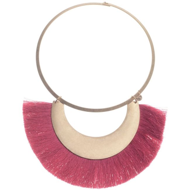 FRINGED METAL PENDANT SHORT NECKLACE