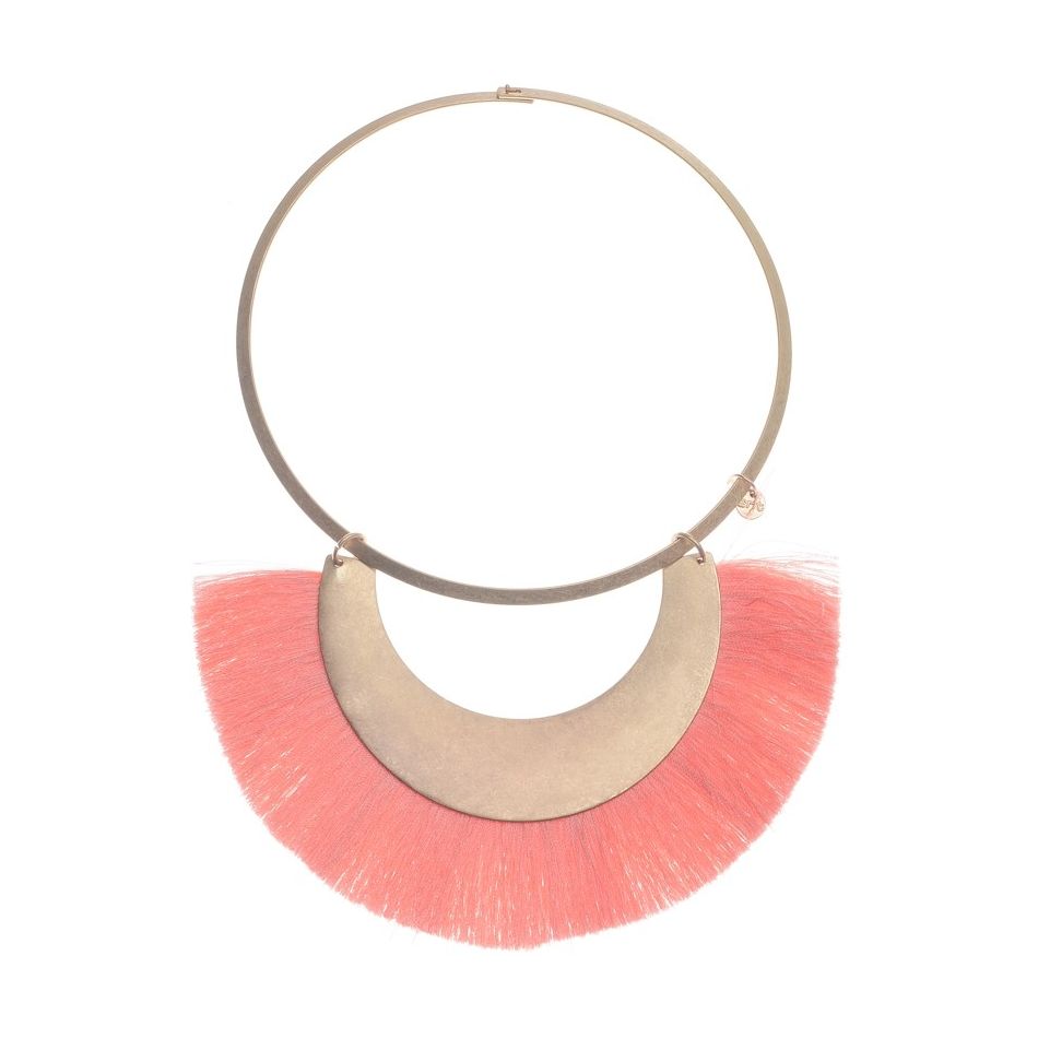 FRINGED METAL PENDANT SHORT NECKLACE