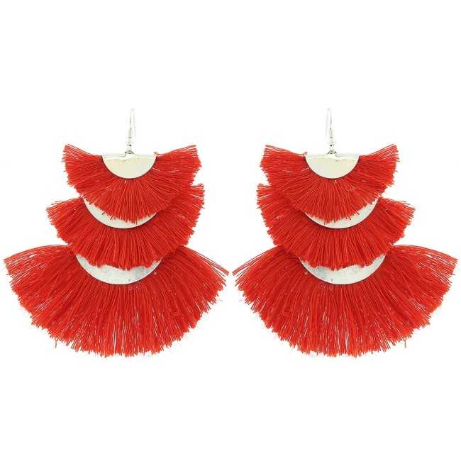 METAL TRIPLE FRINGE EARRINGS