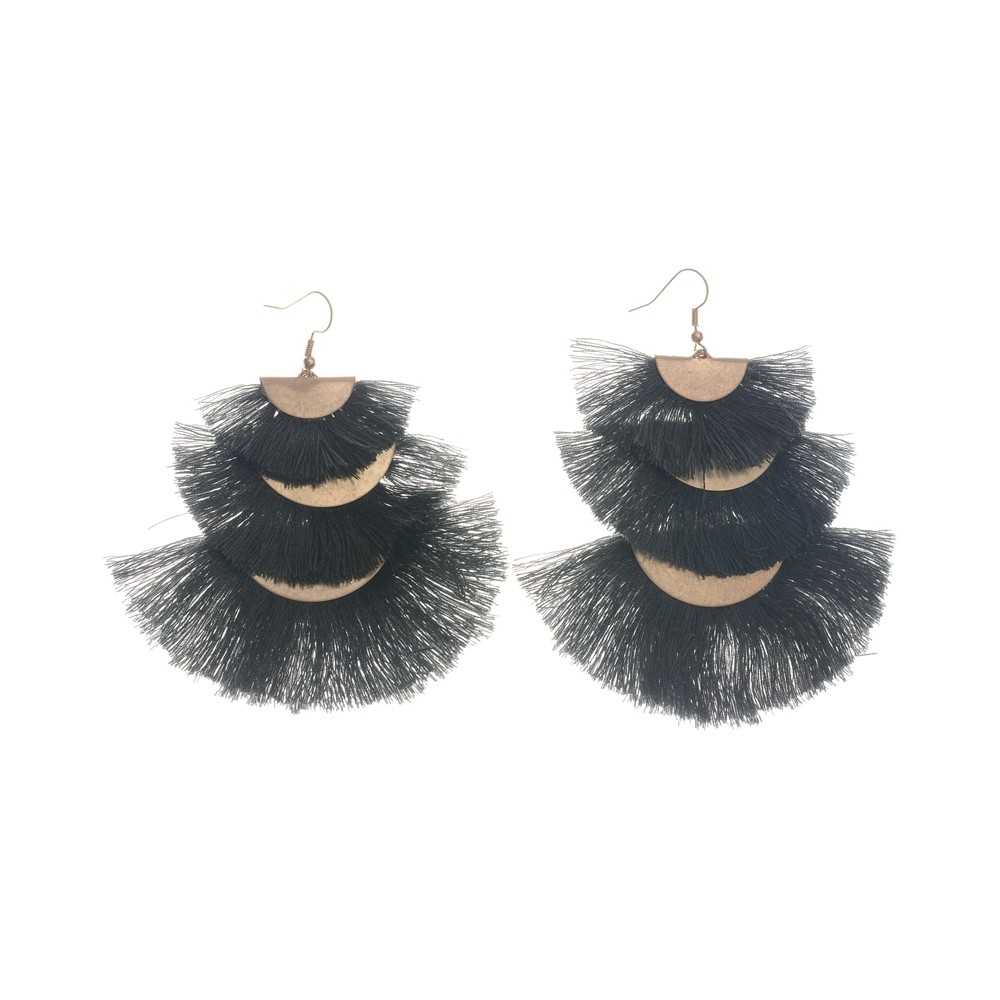 METAL TRIPLE FRINGE EARRINGS