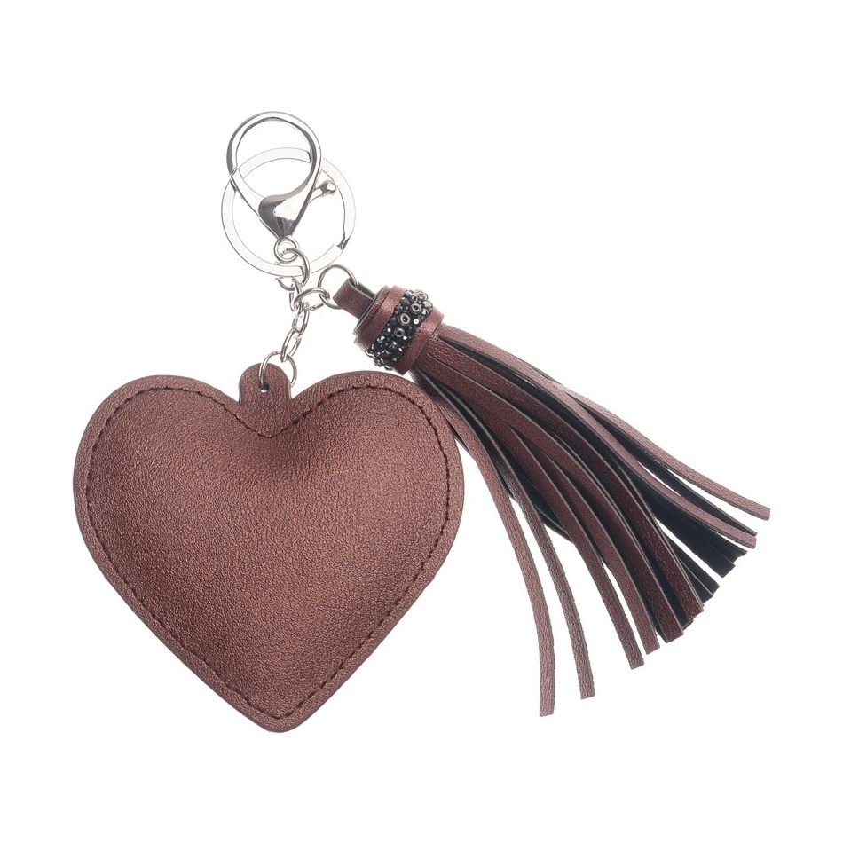 HEART KEYCHAIN FRINGE IMITATION LEATHER