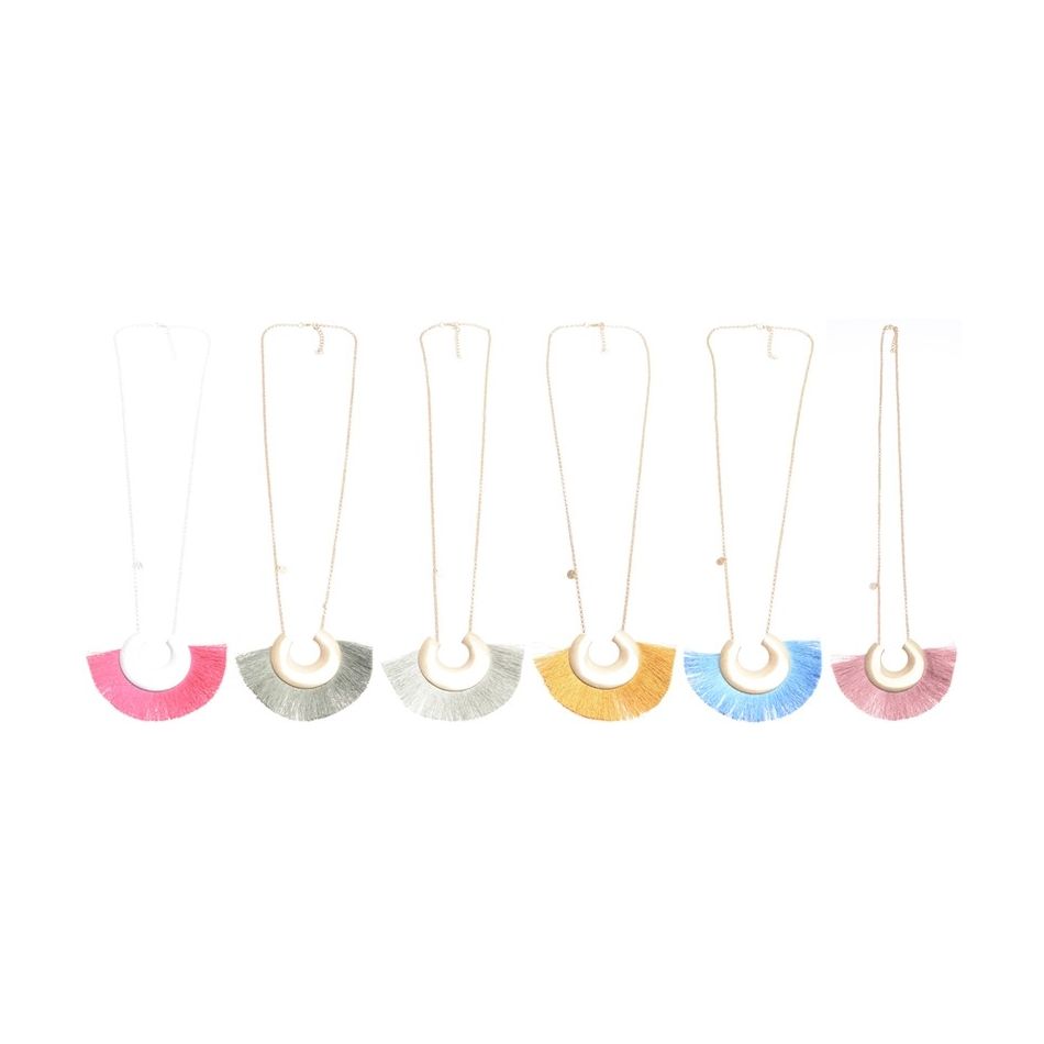 LONG NECKLACE PENDANT U SHAPE METAL FRINGE