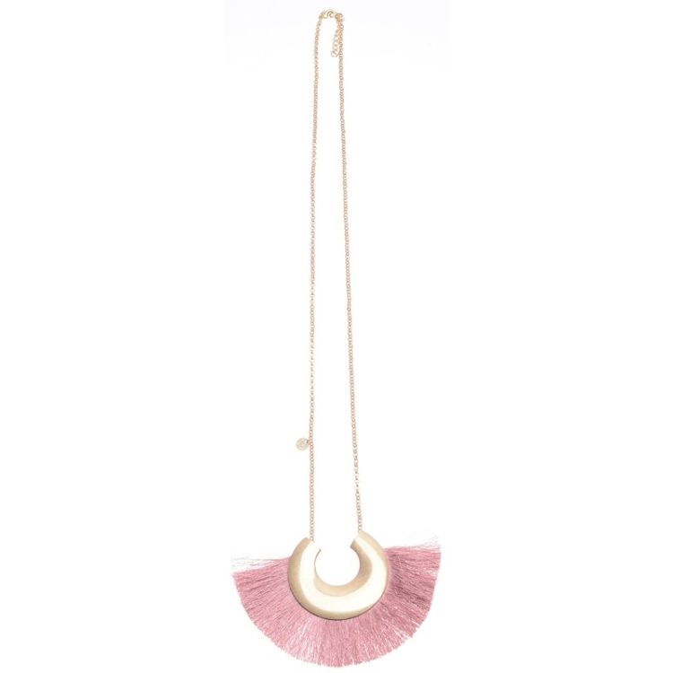 LONG NECKLACE PENDANT U SHAPE METAL FRINGE