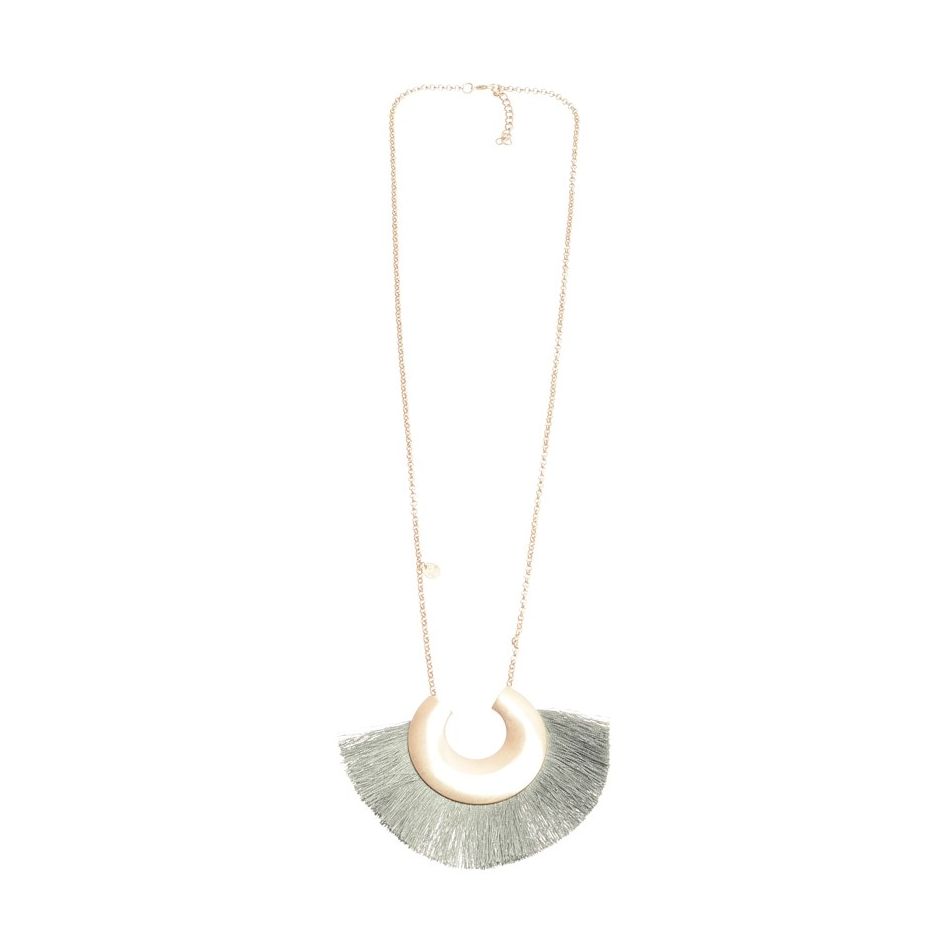 COLLAR LARGO COLGANTE FORMA U METAL FLECO