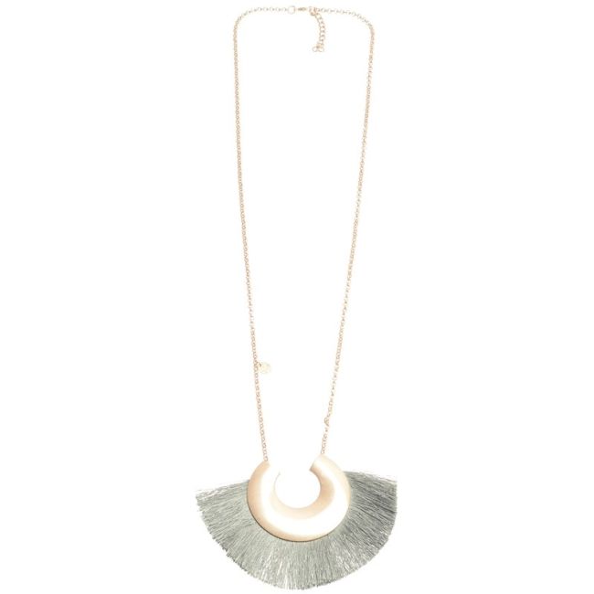 LONG NECKLACE PENDANT U SHAPE METAL FRINGE