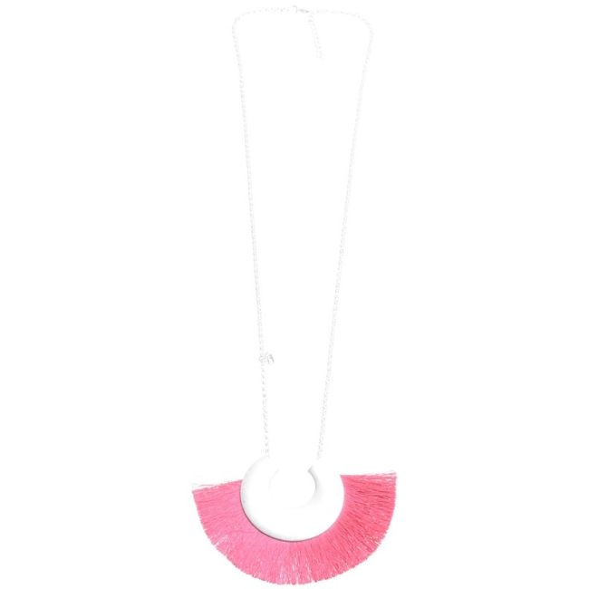 COLLAR LARGO COLGANTE FORMA U METAL FLECO