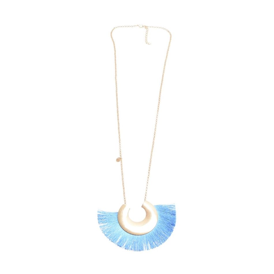 COLLAR LARGO COLGANTE FORMA U METAL FLECO