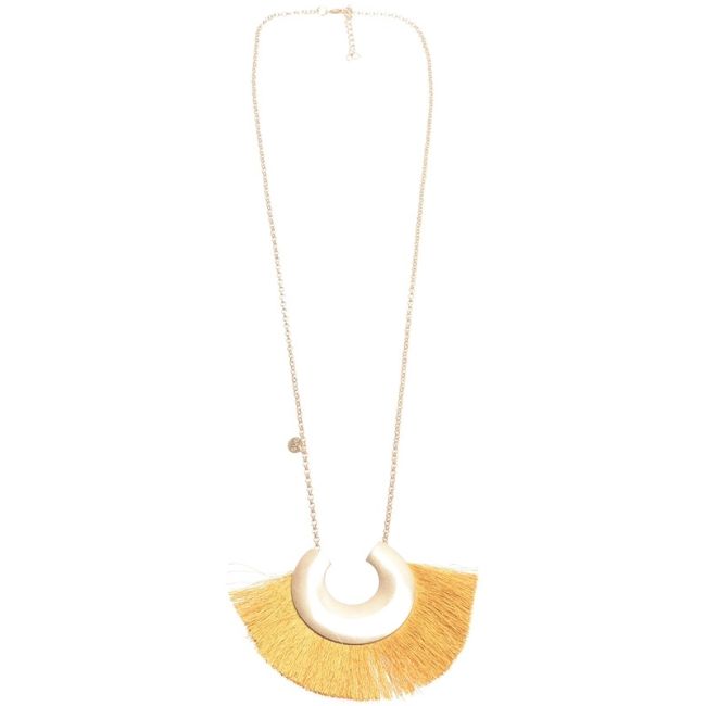 COLLAR LARGO COLGANTE FORMA U METAL FLECO