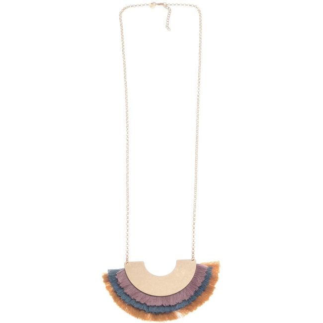 LONG TRIPLE FRINGED METAL PENDANT NECKLACE