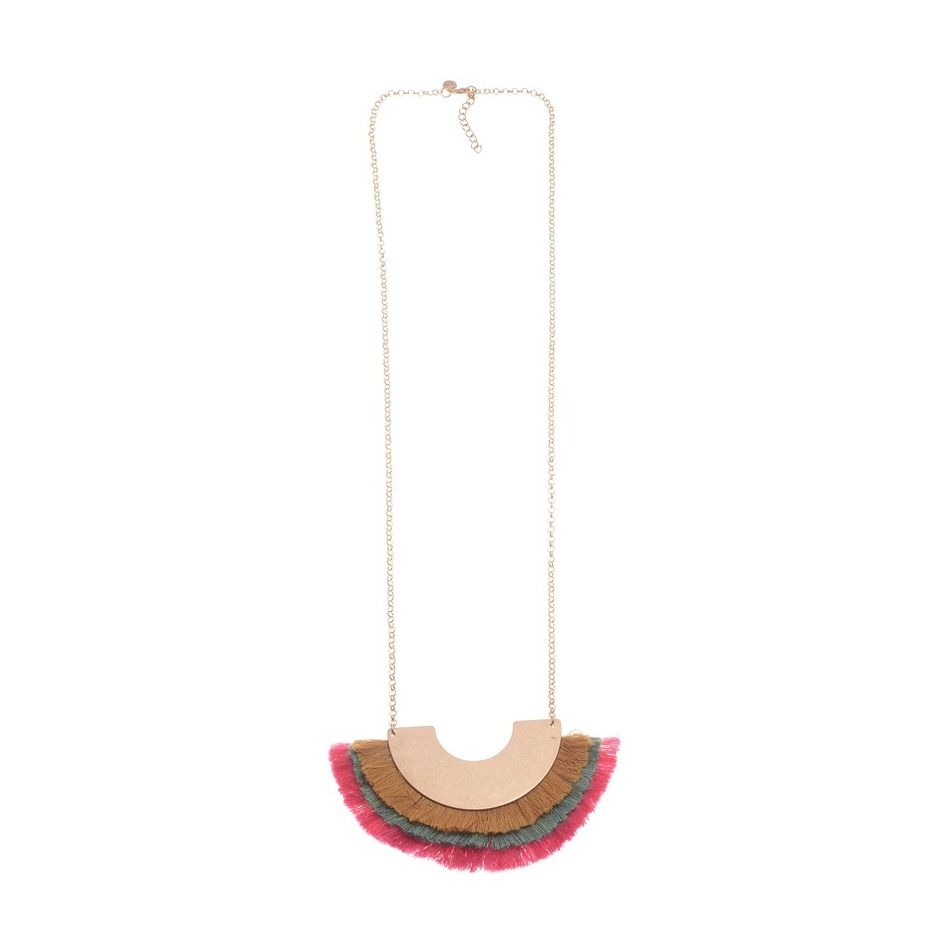 COLLAR LARGO COLGANTE METAL TRIPLE FLECO