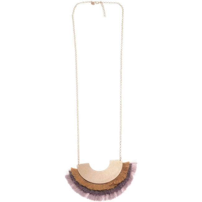LONG TRIPLE FRINGED METAL PENDANT NECKLACE
