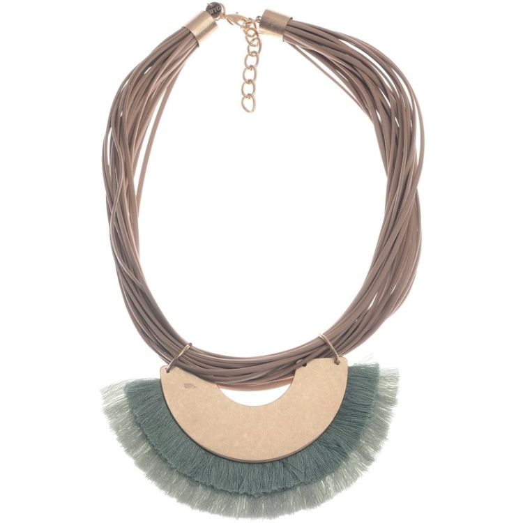 FRINGED METAL PENDANT SHORT NECKLACE 2