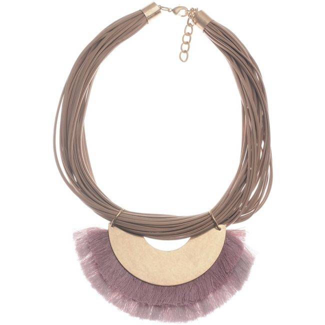 FRINGED METAL PENDANT SHORT NECKLACE