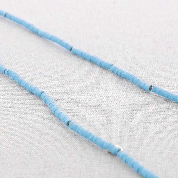 COLLAR LARGO ACERO CUENTAS FIMO NUDOS 1.5M*4MM