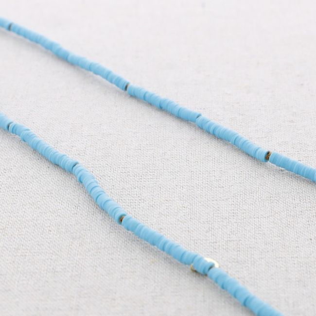 COLLAR LARGO ACERO CUENTAS FIMO NUDOS 1.5M*4MM