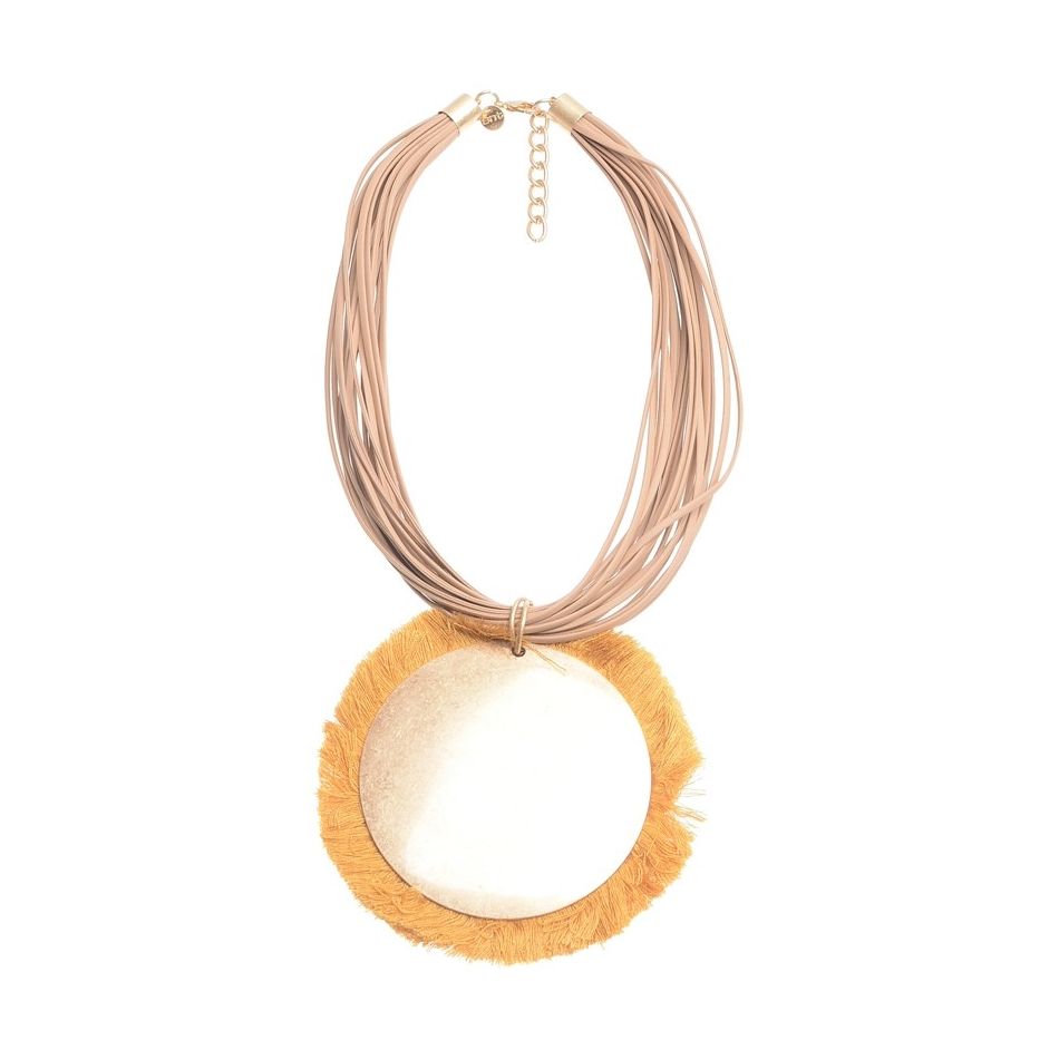METAL FRINGE MEDAL PENDANT SHORT NECKLACE