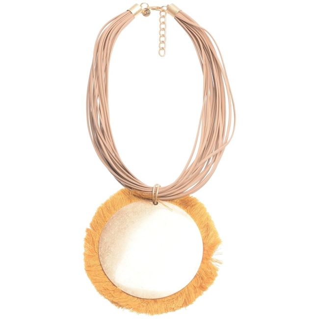 METAL FRINGE MEDAL PENDANT SHORT NECKLACE