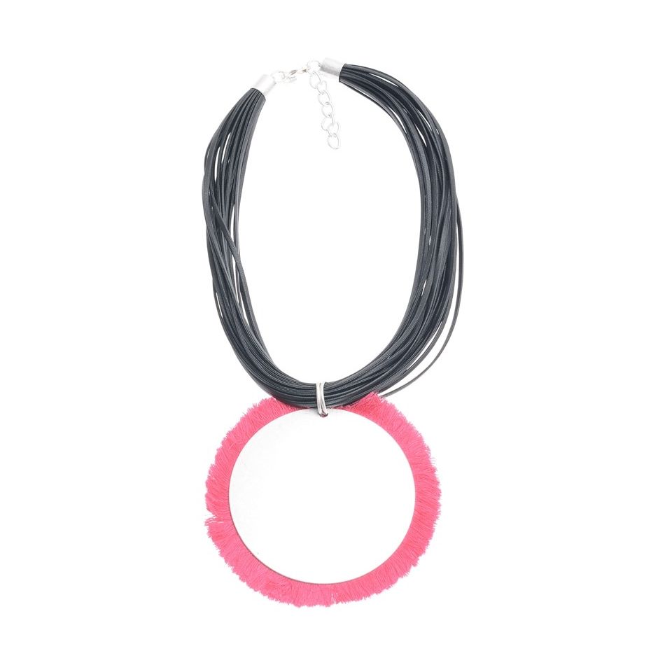 METAL FRINGE MEDAL PENDANT SHORT NECKLACE