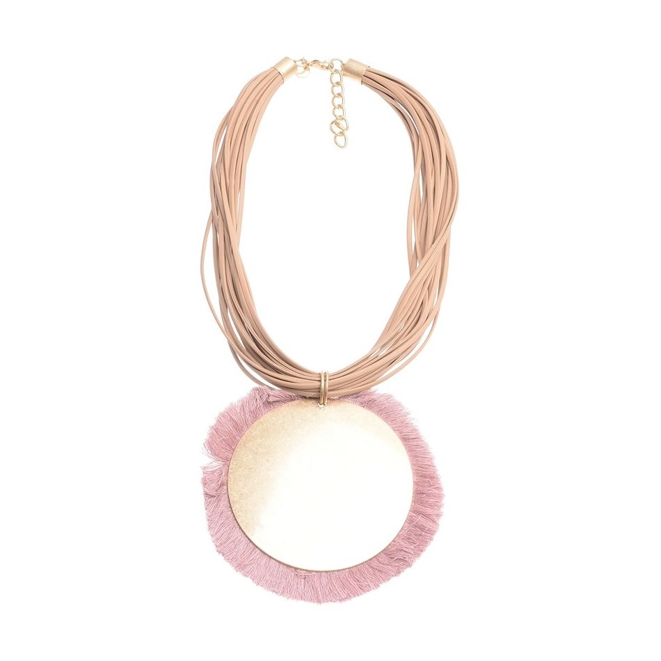 METAL FRINGE MEDAL PENDANT SHORT NECKLACE