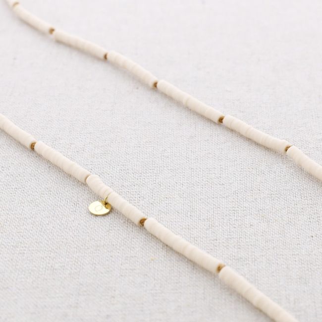 LONG STEEL NECKLACE WITH FIMO KNOTS BEADS 1.5M*4MM