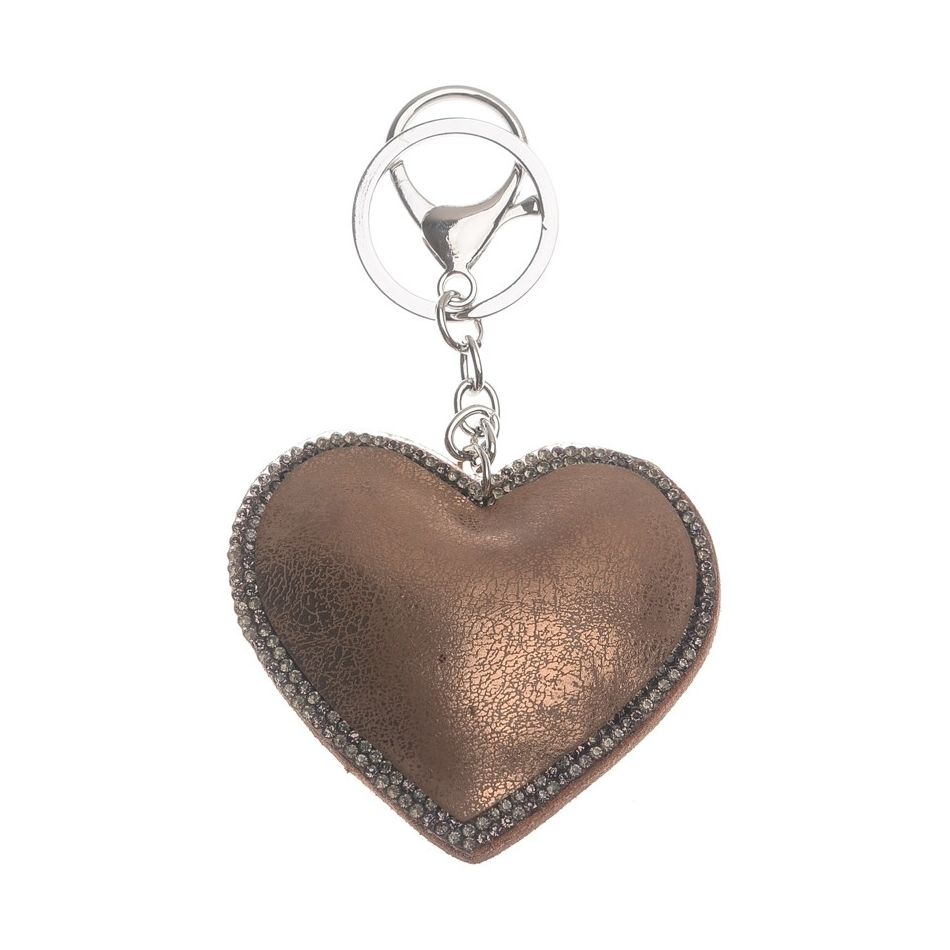 CRYSTAL LINED HEART KEYCHAIN