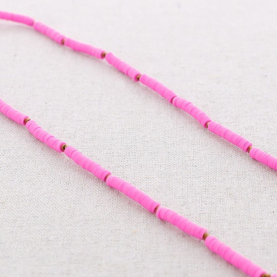 COLLAR LARGO ACERO CUENTAS FIMO NUDOS 1.5M*4MM