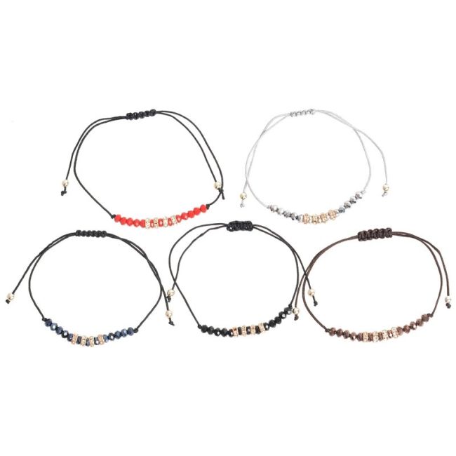 PULSERA MACRAMÉ CUENTAS CRISTALES
